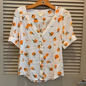 Maeve by Anthropologie Hansley Blouse in orange print size 4